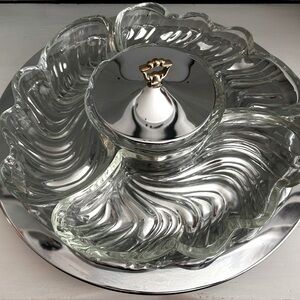 Mid Century Kromex Lazy Susan Holiday Party Platter